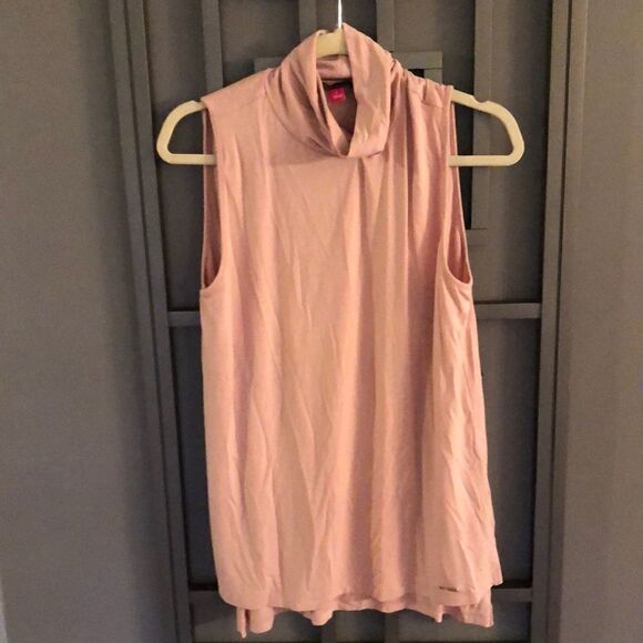 Vince Camuto blush sleeveless turtleneck Rayon spandex top. Size L Tunic - Picture 1 of 5